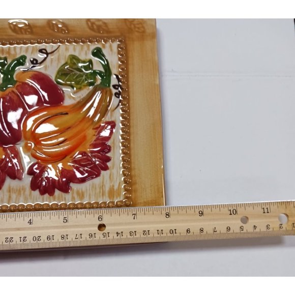 Tile Trivet Vintage Gourds Pumpkin Squash Leaves - Picture 3 of 7